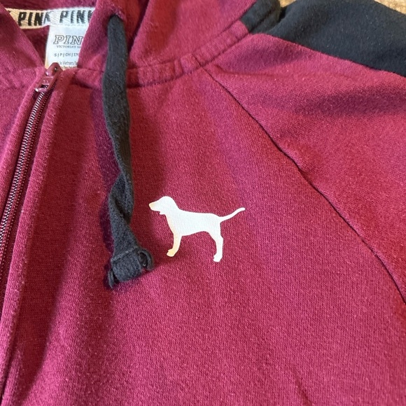 Maroon and Black Zip-Up Hoodie 1526 - Picture 3 of 5